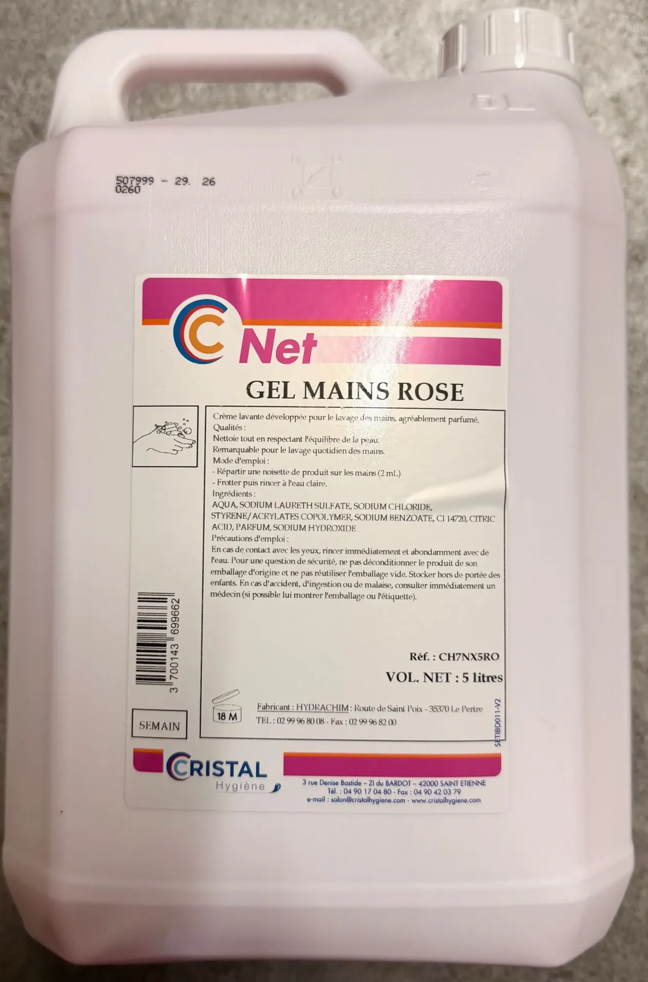 Crème mains rose 5L